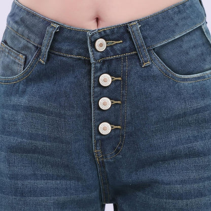 Tessa - High-Waisted Buttoned Jeans