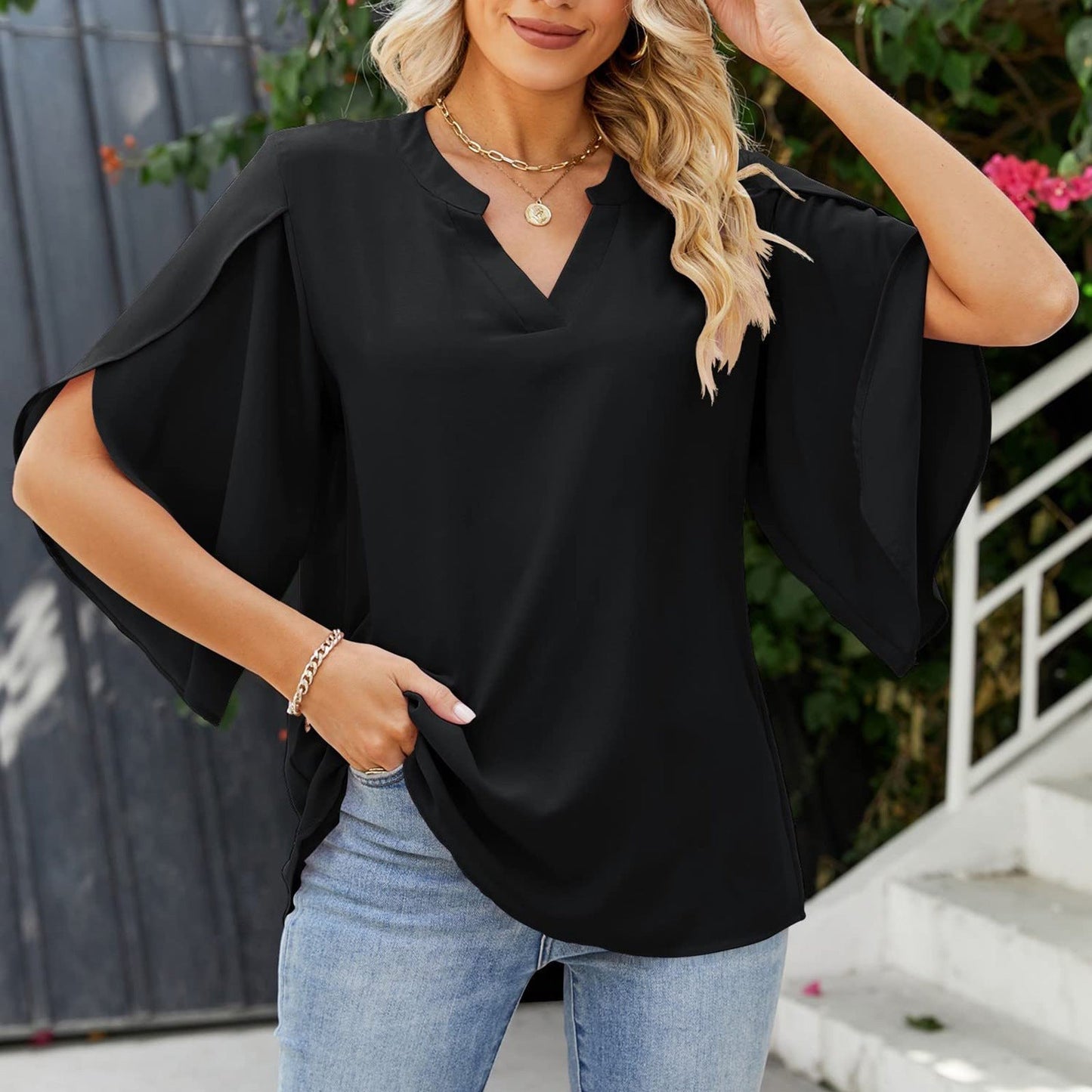 Katelina - Elegant V-Neck Top